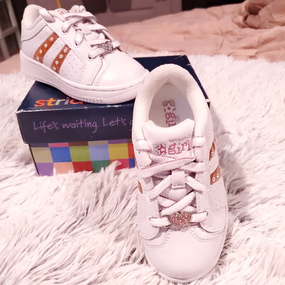 Stride Rite Rhinestone Heart Sneakers Shoes 7 W